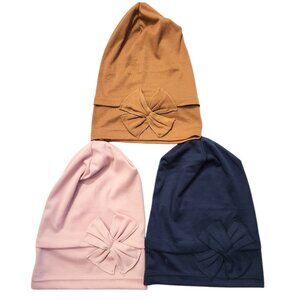 UNBRANDED Bow Knot Beanie Head Cover Hat Bundle 3-Piece Set - NWOT Women's OS